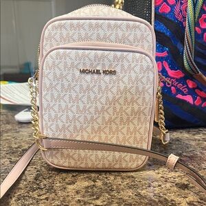 Michael Kors Pink and Cream Crossbody Bag